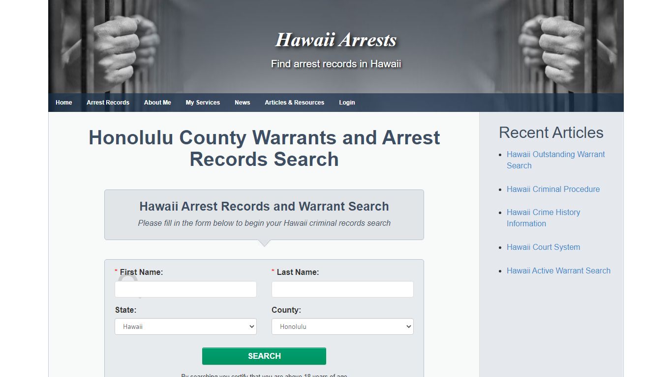 Honolulu County Warrants and Arrest Records Search